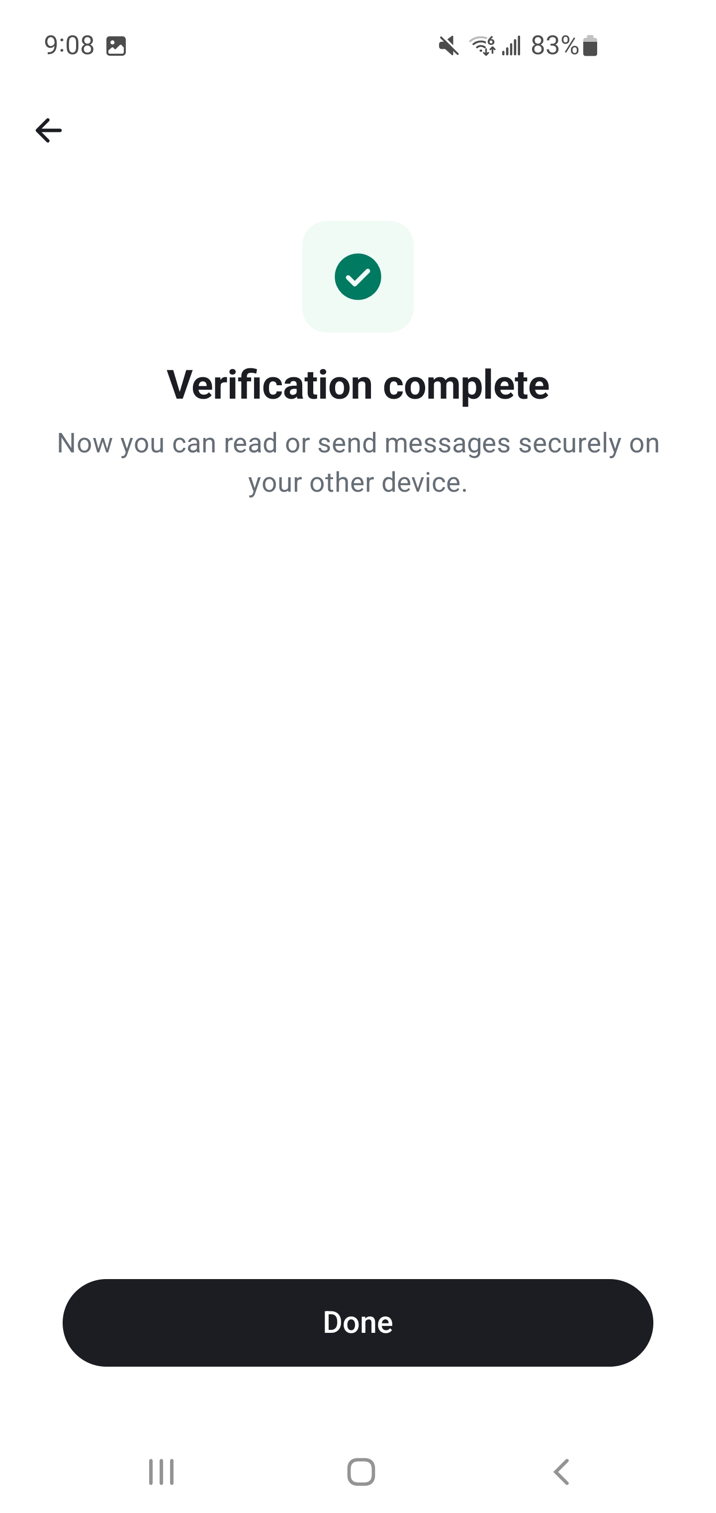 Verification complete in Element X